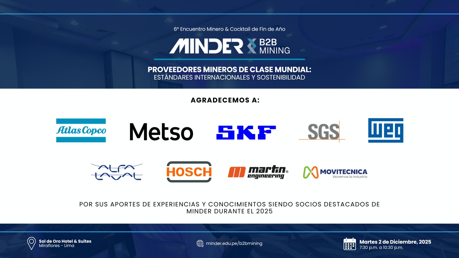 MINDER B2B MINING 2025 - Agradecimiento